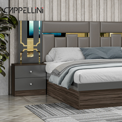 Foshan prezzo all'ingrosso King Size Camera da letto in pelle di legno Casa moderna lusso economico Full Mdf Set di mobili da letto