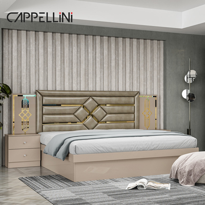 Prezzo economico taglia regina capocappotto in legno Letto in pelle moderno Suite rom lussuosa taglia re Mdf Set di mobili per camera da letto completa