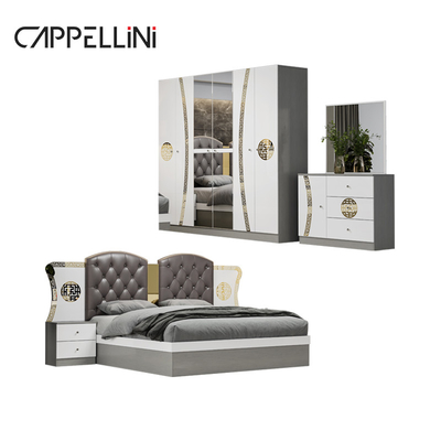 Simple Modern Double King Size Letto in pelle Camera da letto Suite Home Luxury Queen Legno Mdf Set completo di mobili da letto