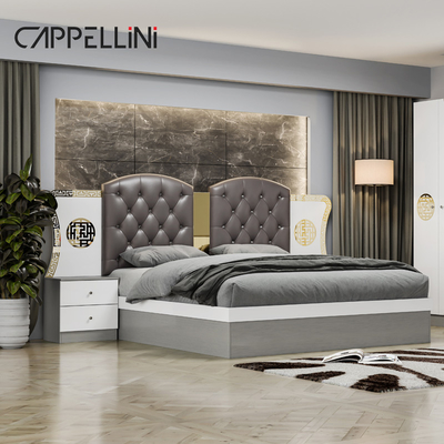 Simple Modern Double King Size Letto in pelle Camera da letto Suite Home Luxury Queen Legno Mdf Set completo di mobili da letto