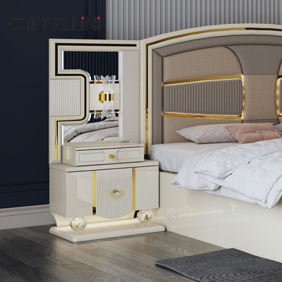 Prezzo all'ingrosso King Size Doppio Letto in Pelle Suite Master Room Home Bianco Full Wooden Mdf Luxury Bedroom Furniture Set