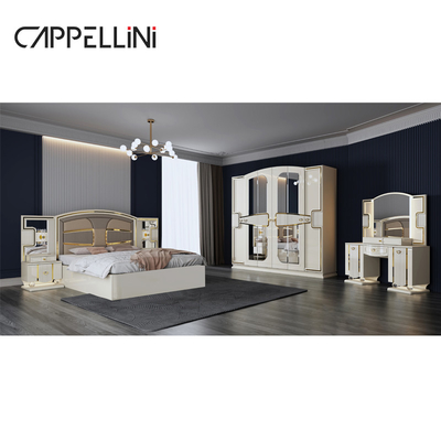 Prezzo all'ingrosso King Size Doppio Letto in Pelle Suite Master Room Home Bianco Full Wooden Mdf Luxury Bedroom Furniture Set