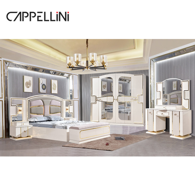 Prezzo all'ingrosso King Size Doppio Letto in Pelle Suite Master Room Home Bianco Full Wooden Mdf Luxury Bedroom Furniture Set