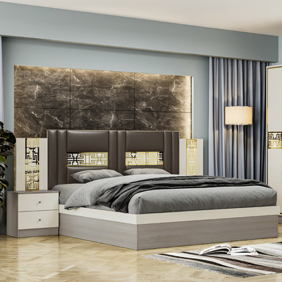 Contemporaneo Piano di legno semplice King Size Letto Camera padronale Completa Casa doppia Luxury Modern Bedroom Furniture Set