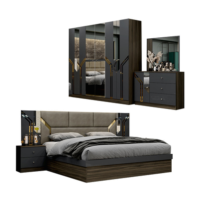 Ingrosso Barato In Legno Luxury Frame Double King Size Set Letto Moderno Casa Turca In Legno MDF Set Completo Camera Da Letto Arredamento