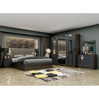 Ingrosso Barato In Legno Luxury Frame Double King Size Set Letto Moderno Casa Turca In Legno MDF Set Completo Camera Da Letto Arredamento