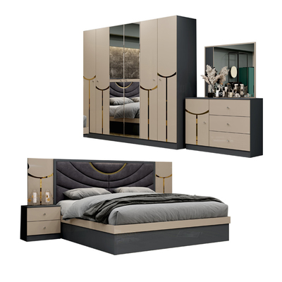 Ingrosso Barato In Legno Luxury Frame Double King Size Set Letto Moderno Casa Turca In Legno MDF Set Completo Camera Da Letto Arredamento