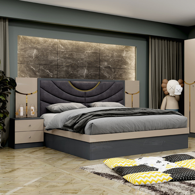 Ingrosso Barato In Legno Luxury Frame Double King Size Set Letto Moderno Casa Turca In Legno MDF Set Completo Camera Da Letto Arredamento