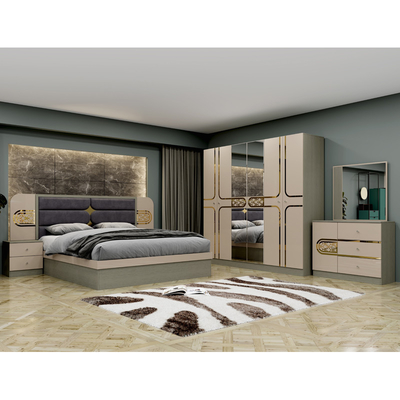 Barato all'ingrosso in stile turco Letto in legno King Size Hotel doppio telaio in legno Casa moderna di lusso Set di mobili per camera da letto completa