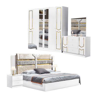 Grande lucentezza Bianco Cornice in Legno Doppio Letto Suite Luxury King Size Moderno Design Mdf Full Set Arredamento Camera