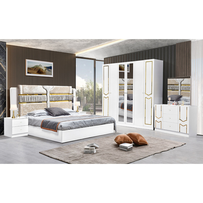 Grande lucentezza Bianco Cornice in Legno Doppio Letto Suite Luxury King Size Moderno Design Mdf Full Set Arredamento Camera