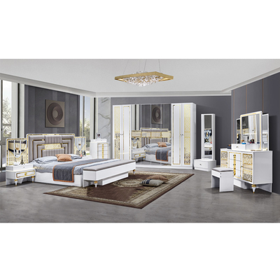 Ingrosso di alta qualità Moderno In Legno Cornice Doppio Letto Domestico Master Room King Size Luxury Turkish Bedroom Furniture Set