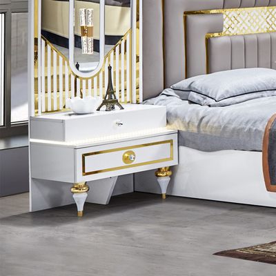 Ingrosso di alta qualità Moderno In Legno Cornice Doppio Letto Domestico Master Room King Size Luxury Turkish Bedroom Furniture Set