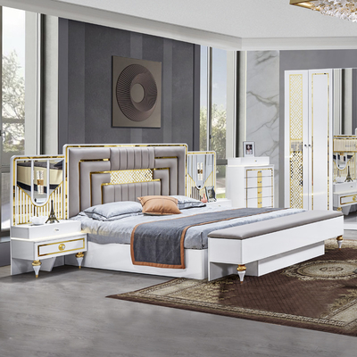 Ingrosso di alta qualità Moderno In Legno Cornice Doppio Letto Domestico Master Room King Size Luxury Turkish Bedroom Furniture Set