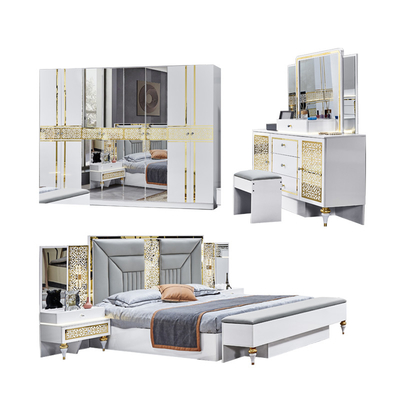 Ingrosso Casa Francese Cornice in Legno Camera Master Camera Doppio Set Camera Da Letto Moderna In Legno King Size Arredamento Da Camera Di Lusso