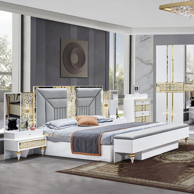 Ingrosso Casa Francese Cornice in Legno Camera Master Camera Doppio Set Camera Da Letto Moderna In Legno King Size Arredamento Da Camera Di Lusso