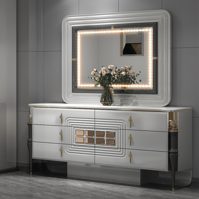Alte qualità moderno doppio telaio in legno King Size Letto Legno illuminato Testa della testa Camera padronale Luxury Full bedroom furniture set