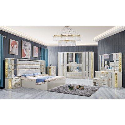 Moderna villa di lusso In legno cornice king size letto casa reale classica legno Regina doppia pelle completo set di mobili camera da letto
