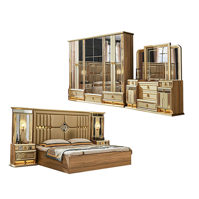 Letto in Legno Moderno Oro King Size Letto doppio Master Room Villa Casa Reale Full Queen In Legno Set di mobili da letto di lusso