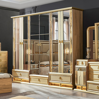 Letto in Legno Moderno Oro King Size Letto doppio Master Room Villa Casa Reale Full Queen In Legno Set di mobili da letto di lusso