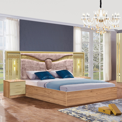 2025 Full King Size Arredamento da letto in legno Turco Set Arredamento a telaio in legno Casa letto doppio Barato Arredamento da letto di lusso