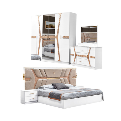 Modello turco di lusso Cornice in legno King Size Set Letto Led Testa Moderna Classica Full Home Set camera da letto in legno Arredamento