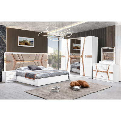 Modello turco di lusso Cornice in legno King Size Set Letto Led Testa Moderna Classica Full Home Set camera da letto in legno Arredamento