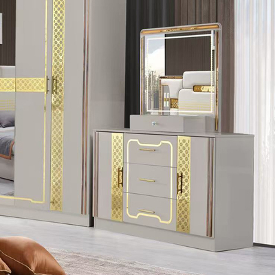 Modello turco di lusso Cornice in legno King Size Set Letto Led Testa Moderna Classica Full Home Set camera da letto in legno Arredamento