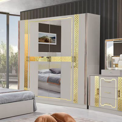 Modello turco di lusso Cornice in legno King Size Set Letto Led Testa Moderna Classica Full Home Set camera da letto in legno Arredamento