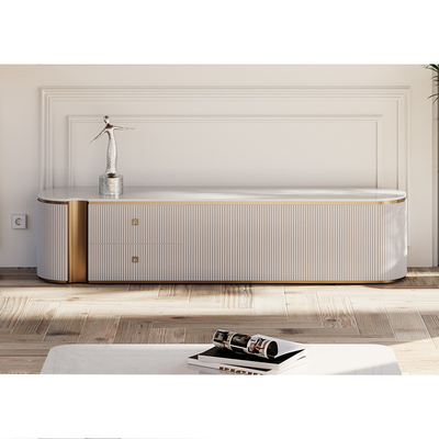 Disegno semplice Soggiorno Televisione in legno bianco Stand Home Arredamento Arredamento Arredamento mobili Arredamento TV in legno moderno Arredamento TV in legno marmoreo ardesia