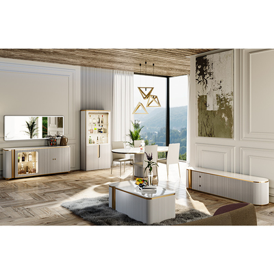 Moderno design bianco grande tavolo da pranzo in legno e sedia set 4 posti mobili per la casa tavola da pranzo in ardesia di marmo per 6