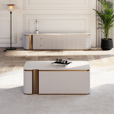 Disegno semplice Soggiorno Televisione in legno bianco Stand Home Arredamento Arredamento Arredamento mobili Arredamento TV in legno moderno Arredamento TV in legno marmoreo ardesia