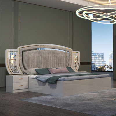 Cheap Wholesale Full 5 Pieces Modern Bedroom Furniture Set Home Apartment Complete Wooden Frame Double Luxury king Size Bed