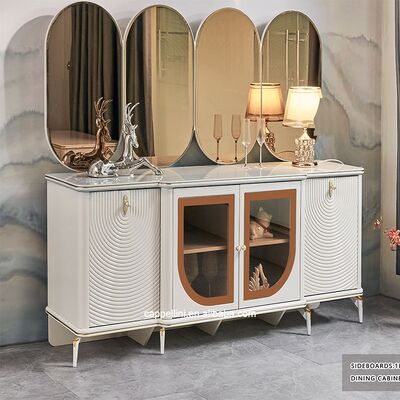 Elegante set da tavolo e sedie da pranzo di lusso 6 posti Arredamento per la casa Bianco moderno completo Grandi set da sala da pranzo in legno