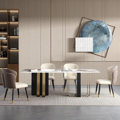 Moderno design tavolo da pranzo in metallo reale e sedia set 6 posti mobili per la casa sala da pranzo oro tavolo da pranzo in marmo di lusso