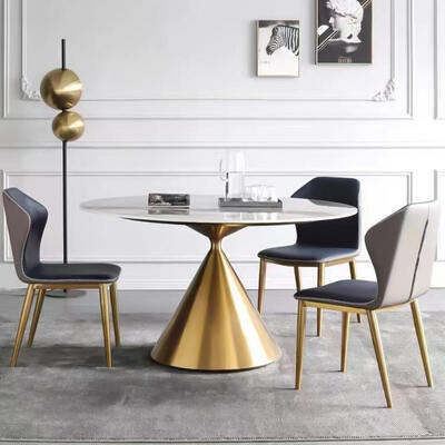 Design moderno Ristorante Metallo base oro Tavolo da pranzo 4 6 Sedie Set per la casa Arredamento Sala da pranzo Tavolo da pranzo di lusso