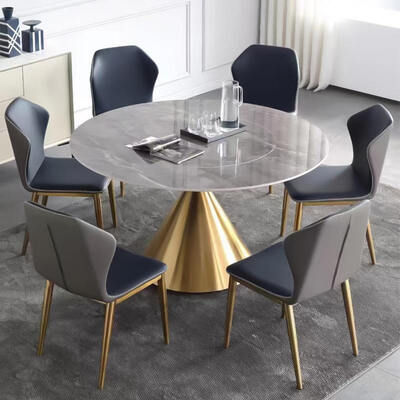 Design moderno Ristorante Metallo base oro Tavolo da pranzo 4 6 Sedie Set per la casa Arredamento Sala da pranzo Tavolo da pranzo di lusso