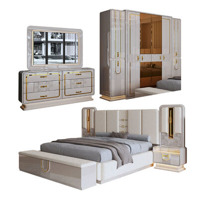 Modern Luxury Royal Complete Bedroom Sets Legno King Size Camera da letto Casa Camera doppia In legno In telaio Set mobili da letto