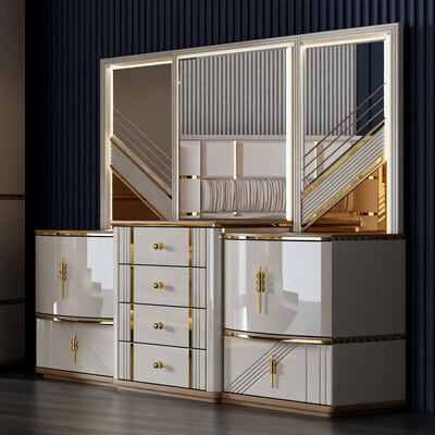 Set di camere da letto complete di lusso turche all'ingrosso, con contenitore, letto matrimoniale, struttura in legno, king size, set di mobili moderni per camera da letto