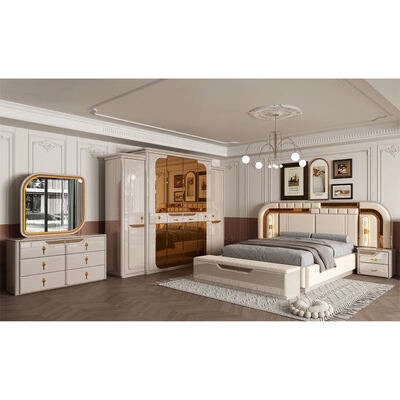 Set di mobili per camera da letto di lusso reale in stile europeo, letto matrimoniale moderno, contenitore per la casa, struttura in legno, set completo per camera da letto king size