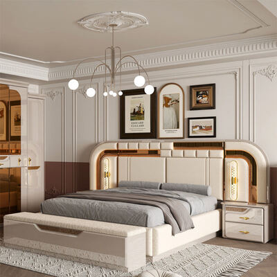 Set di mobili per camera da letto di lusso reale in stile europeo, letto matrimoniale moderno, contenitore per la casa, struttura in legno, set completo per camera da letto king size