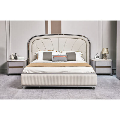 Set di camera da letto completo in pelle di lusso contemporanea Master Room Frame in legno Modern King Size Set di mobili da letto