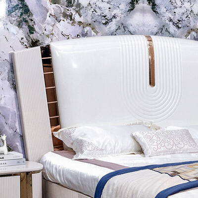 Letto in legno di lusso in cuoio king size Set completo per camera da letto doppia per adulti Cornice di legno Completo Set di mobili per camera da letto di lusso moderno