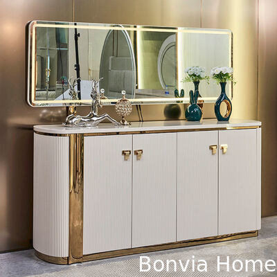 Set di mobili di lusso moderni in legno bianco per sala da pranzo, 6 posti, completo, con grande tavolo da pranzo in legno e sedie