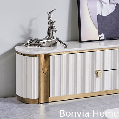 Modern Luxury Living Room TV Stand Arredamento per la casa Alloggiamento di alta qualità Bianco rettangolare Grande e lungo armadietto TV in legno