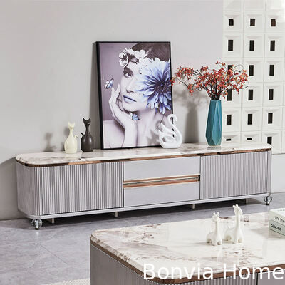 Moderno design lusso TV in legno Stand Home Mobile cassetto di archiviazione Marmo Ardesia Top Large Long Legno Salotto TV Cabinet