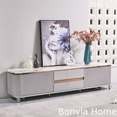 Moderno design lusso TV in legno Stand Home Mobile cassetto di archiviazione Marmo Ardesia Top Large Long Legno Salotto TV Cabinet