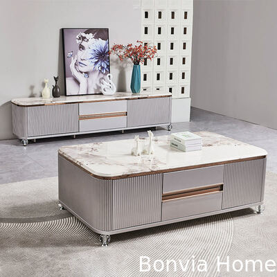 Moderno design lusso TV in legno Stand Home Mobile cassetto di archiviazione Marmo Ardesia Top Large Long Legno Salotto TV Cabinet