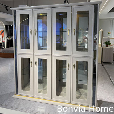 Set di tavolo e sedie da pranzo in legno di lusso bianco per 6 persone, mobili per la casa, sala da pranzo, tavolo da pranzo con credenza e vetrina per vini