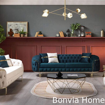 American Design Modular Leather Sofa Set Arredamento 3 2 1 Seater Sezionale Moderno Luxury Velvet Fabric Chesterfield Sofa